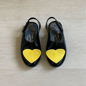 Mini Melissa x Vivienne Westwood Anglomania Black and Yellow Heart Shoes 9 US